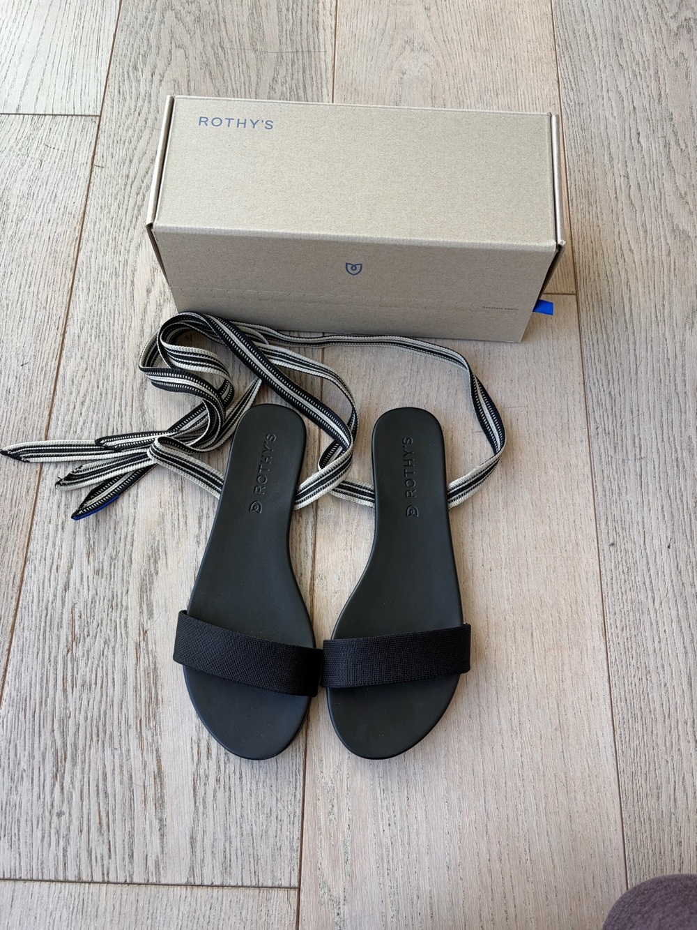 Rothy's black wrap sandals